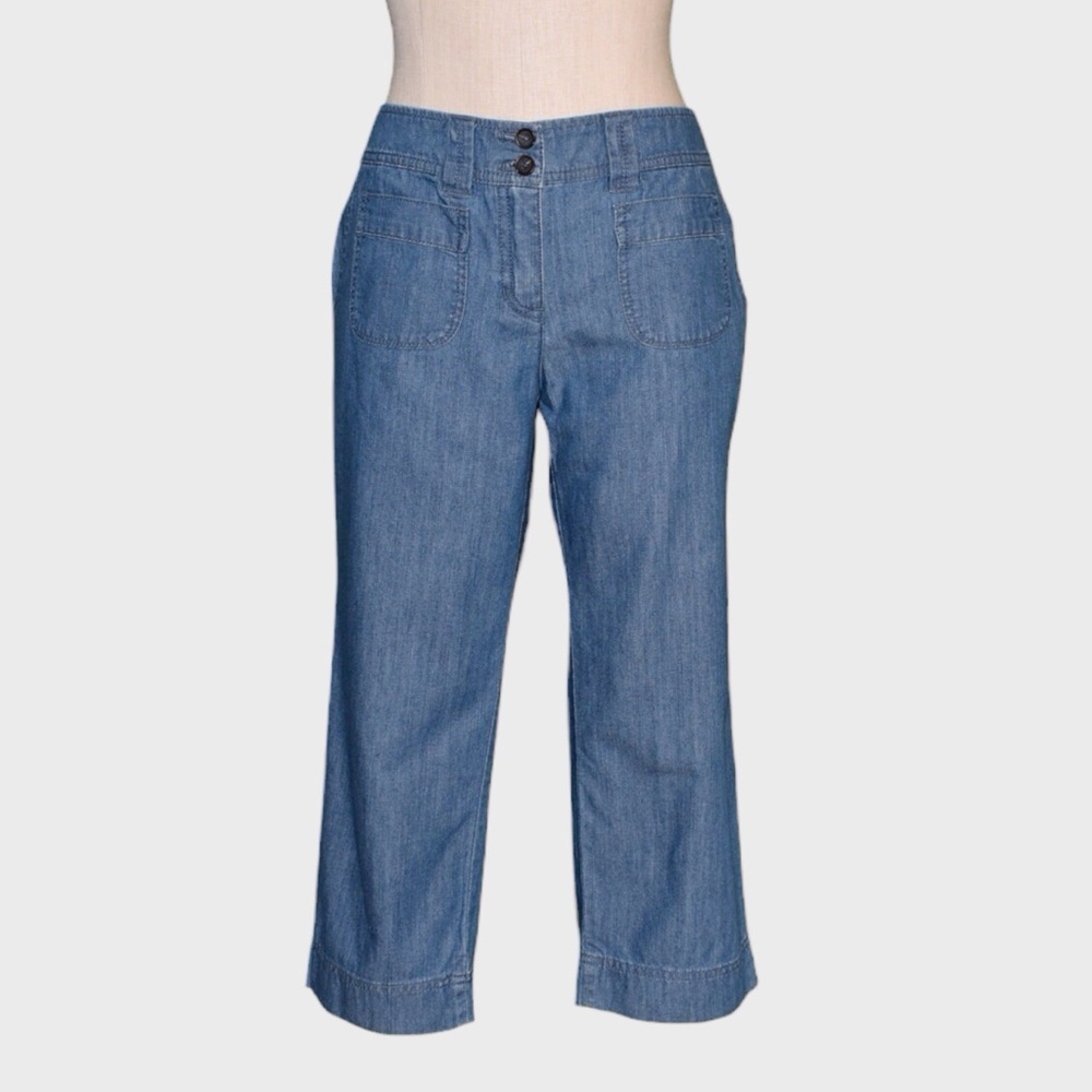 New York and‎ Company Cropped Wide Leg Chambray Pants